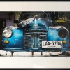 limited edition print of a blue classic car