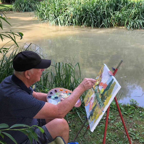 Buriton Pond Bathed In Sunlight by John Lawrence, original painting
