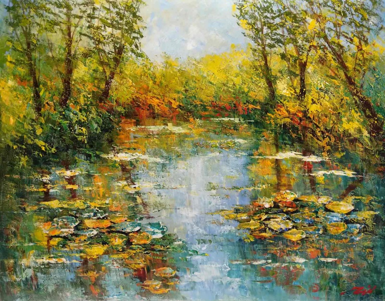 Waterlilies And Reflections by Madjid
