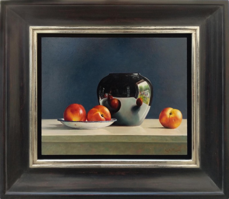 Black Pot With Peaches by Lion Feijen