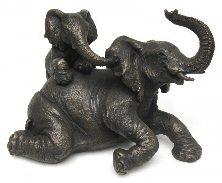 African Elephant Mother Wallow And Calf