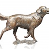 bronze sculpture of a retriever walking