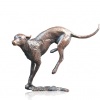 Bronze sculpture of a lurcher running