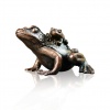small bronze frog with baby on its back