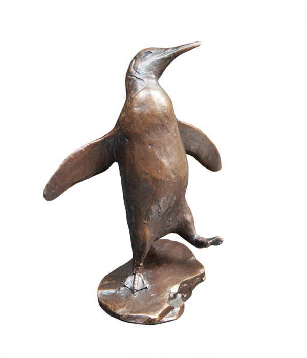 small bronze penguin sculpture