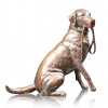 Limited edition bronze sculpture of a Labrador holding a lead in its mouth
