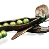 bronze sculpture of peas in a pod