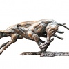 bronze sculpture of greyhounds running