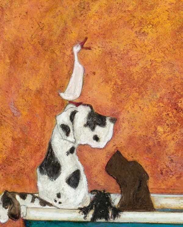 Big Dog Bath by Sam Toft, limited edition print, detail