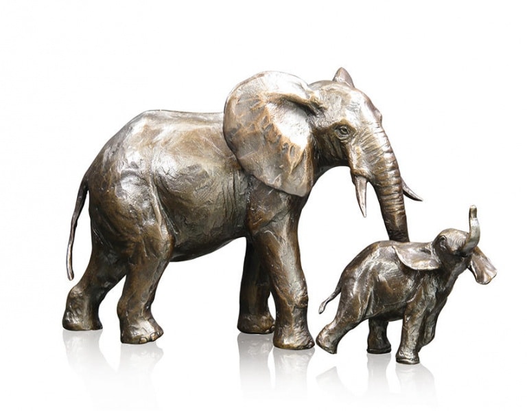 Medium Elephant Cow & Calf by Michael Simpson