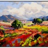 large colourful painting with palette knife by American artist Carla Bosch