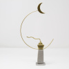 signed limited edition bronze sculpture by artist Anna Andreadi of a ship upon a plinth with a sweeping moon above