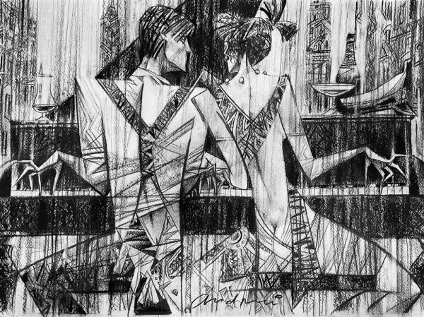 Piano Bar Sketch by Andrei Protsouk, limited edition print