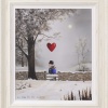 romantic painting of couple in the snow by Michael Abrams