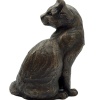 bronze cat sculpture by Suzie Marsh Lucia looking round