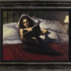 Fabian Perez princess diaries painting of girl on bed reading a book