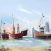 lobster pot ships at sea artwork by Gary Walton