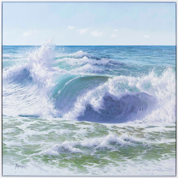 oil painting of a crashing wave by artist Antonio Soler
