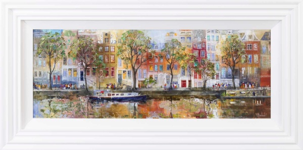 painting of reflections in Amsterdam canal