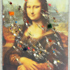 painting by ruben abstract of Mona Lisa with swimmers