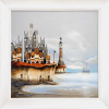original painting by Gary Walton of houses on a cliff