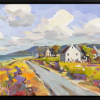 colourful painting of coastal cottages by Carla Bosch