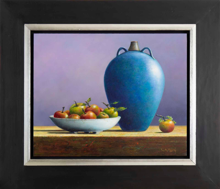 Blue Pot with Apples by Lion Feijen