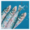 textured painting of sardines by Giles ward