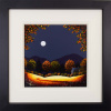 contemporary moonlight landscape painting with bright yellow foreground