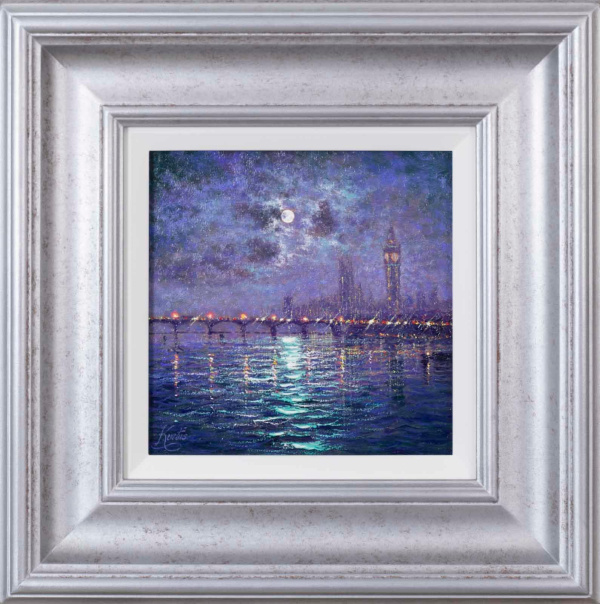 oil painting of Westminster by moonlight