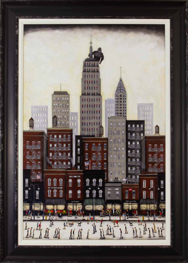 oil painting by sean durkin of empire state building and king kong