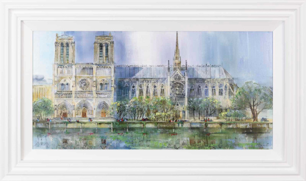 original painting of Notre-Dame cathedral in Paris by artist Veronika Benoni