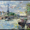 impasto oil painting with heavy texture picturing the Eiffel Tower in Paris by artist Frank Getty