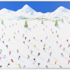 heavily textured painting of skiers racing down the slopes by Spanish artist Casimiro Perez