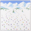 ski painting with colourful textured skiers racing down the mountain
