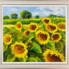 striking painting of sunflowers in a field on a summer's day