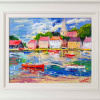 original painting by John Lawrence of Bosham harbour with bright colours