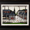 oil painting by Sean Durkin inspired by LS Lowry, showing an industrial street scene