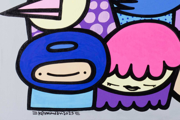 Pastel Pals by Kev Munday, original painting, detail