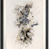 gold leaf embellished limited edition contemporary print of a woman with outstretched hand and a brush pen style edging
