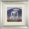 painting of a sweet little lamb in a loose style by Ruby Keller and framed in a silver frame