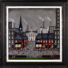 original street scene painting by artist Sean Durkin with industrial scene in the style of LS Lowry