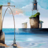 Balloon Cottages II by Gary Walton, limited edition print, detail