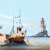 Sitting on the Dock of the Bay by Gary Walton, limited edition print, detail