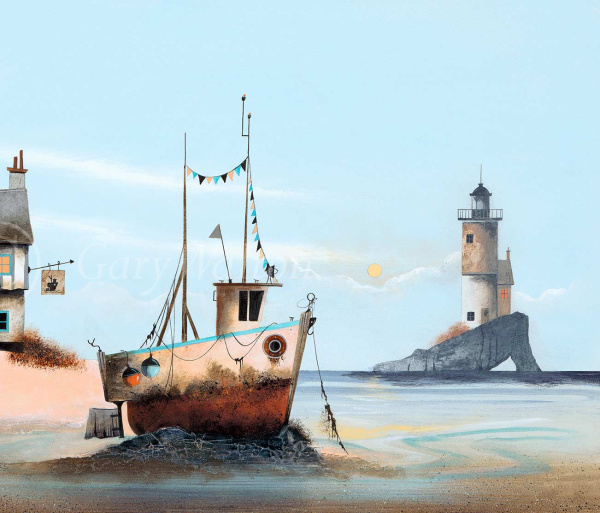 Sitting on the Dock of the Bay by Gary Walton, limited edition print, detail