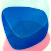 abstract resin painting by artist ruben abstract with overlapping shapes for interior design project