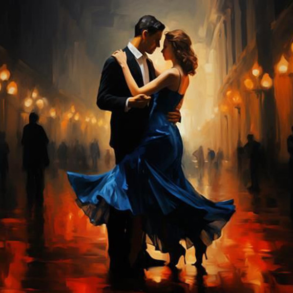 Blue Elegance by Leander, limited edition print, detail