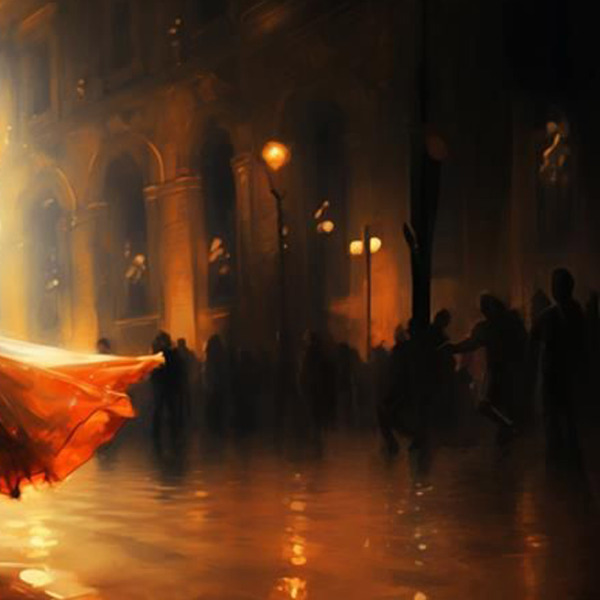 The Embrace Of Night by Leander, limited edition print, detail