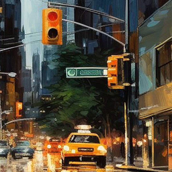 Downtown Drizzle by Leander, limited edition print, detail