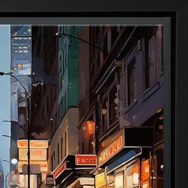 Downtown Reflections by Leander, limited edition print, detail